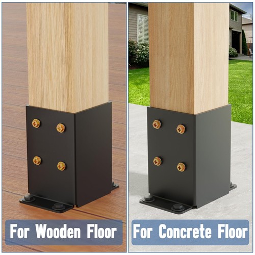 4x4 Post Base 2 Pcs Heavy Duty Post Anchor with Anti-Corrosive Partition Inne... - Picture 4 of 7