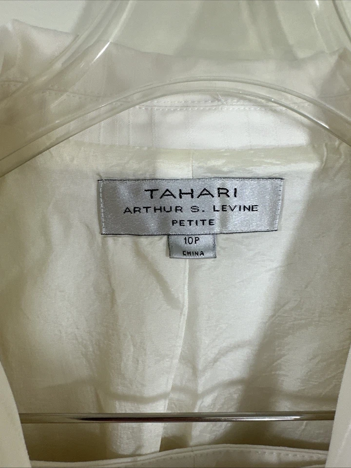 Pantalón de trabajo para mujer TAHARI ARTHUR S. LEVINE talla 10P blanco a rayas Foto 3 de 4