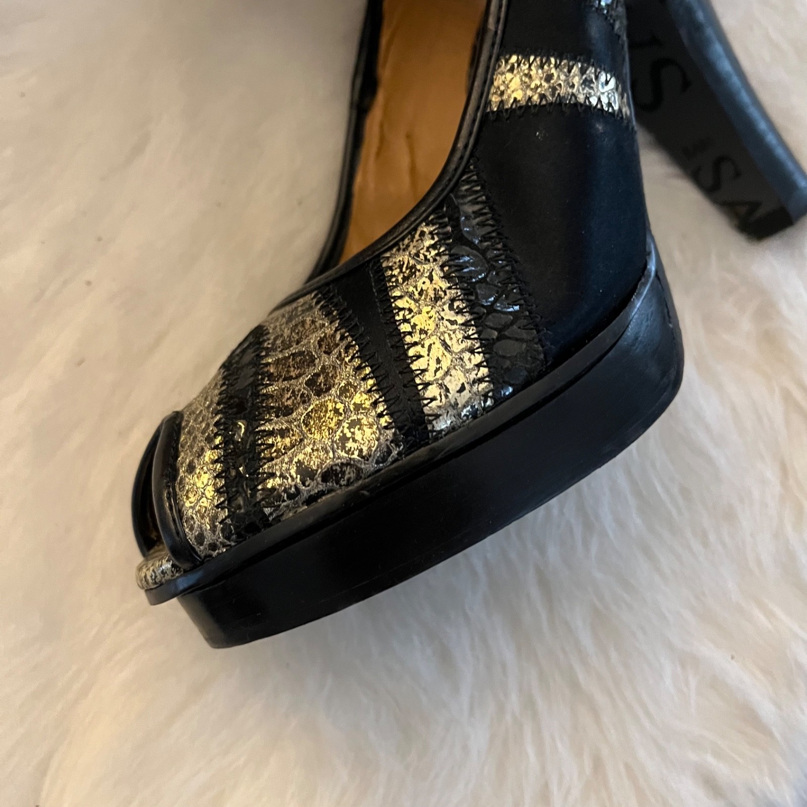 Sam Edelman Snakeskin Patchwork Platform Block He… - image 10