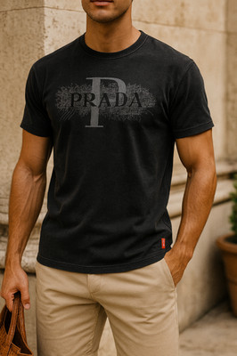 PRADA Milano Archiv T-Shirt, Baumwolle, washed black Logo, Gr.L