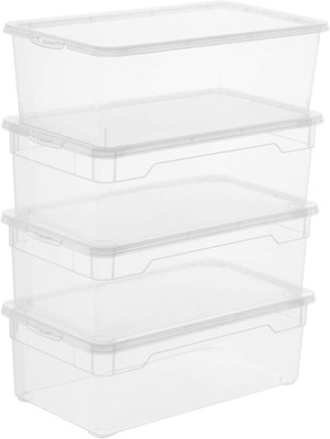Rotho Clear 4Er-Set Aufbewahrungsbox 5L Mit Deckel, Kunststoff (PP) Bpa-Frei, Tr
