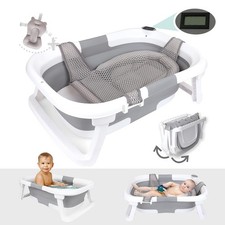 Collapsible Baby Bathtub with Thermometer Bathtub Baby tub Sling Newb...