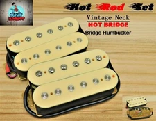 G.M. Ivory Hot Rod Humbucker Set Vintage  7.8k, Bridge 15k   Alnico 5(4-wire)