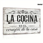 Decor Spanish Vintage Metal Tin Sign La cocina es el corazón 8x12