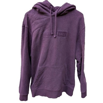 AMERICAN EAGLE Mens M Pullover Hooded Sweatshirt Logo Spell Out Uni Pocket Basic