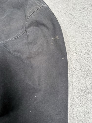 Carhartt Canvas Jacket Mens Large Black Full Zip Quilted Lining Leather Patch - Picture 14 of 17