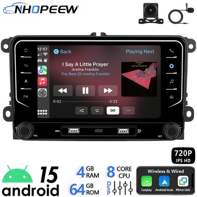4+64GB Android 15 Carplay Autoradio GPS RDS 4*USB für VW PASSAT B6 B7 CC MAGOTAN
