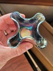 Super Pretty Fenton Carnival Glass Blue Kittens Pattern Toothpick or Vase