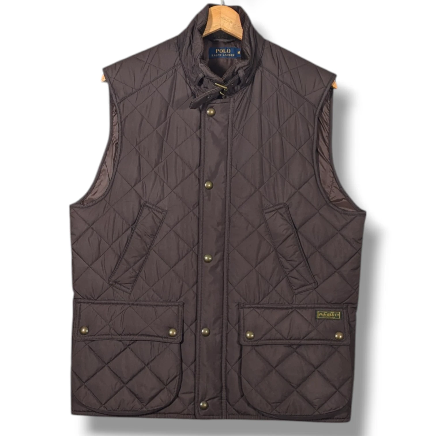 Polo Ralph Lauren Gilet Mens Medium Brown Quilted Body Warmer Vest Iconic