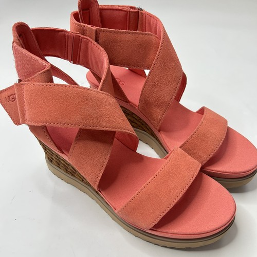 UGG Women's Ileana Ankle Wedge Sandal Size 8 Coral - Picture 3 of 9
