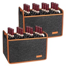 2 Pack 12 Bottle Wine Tote Bag Insulated Thermal Padded Wine Carrier Tote Reus