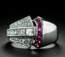 2Ct Art Deco Style Round Lab Created Diamond Engagement Wedding 925 Silver Ring