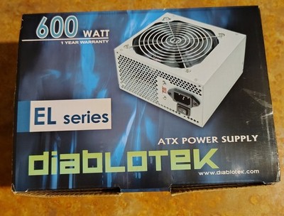 Diablotek 600 Watt ATX Power Supply EL Series New In Box.