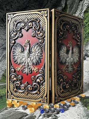 Artwork BACKGAMMON - POLEN - Luxus Holz Brettspiel geschnitzt Set Geschenk Nardy