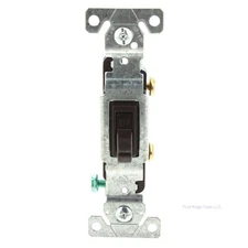 Eaton Brown Quiet Toggle Wall Light Switch Single Pole 15A 120V Bulk 1301-7B
