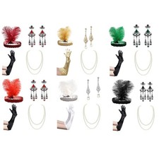1920s Gatsby Accessories Set Flapper Headband 20s Headpiece Necklace Gloves