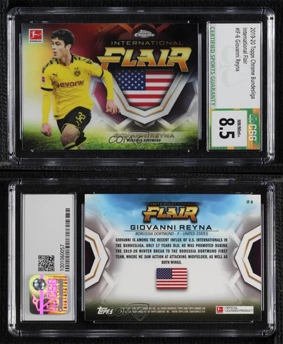 2019-20 Chrome Bundesliga International Flair Giovanni Reyna CSG 8.5 Rookie RC