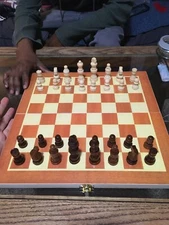 15" Classic Vintage Standard Folding Wooden Chess Set Foldable Games Board New