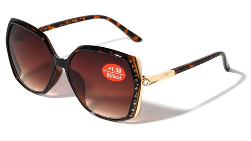 Women Oversized Rhinestones BIFOCAL Reading Sunglasses - Outdoor Reader Glasses - Picture 8 of 13