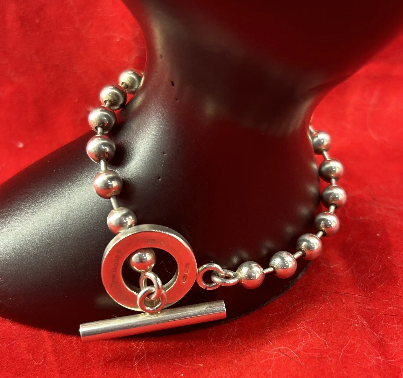 Chaîne à billes GUCCI argent 925 bascule bracelet bijoux accessoires unisexe