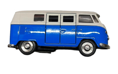 1963 VOLKSWAGEN T1 BUS METALLIC BLUE, WELLY 1/32 DIECAST CAR