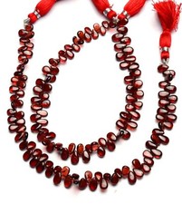 Natural Gem Rhodolite Garnet 7x5mm Approx. Size Smooth Pear Shape Beads 9.5"