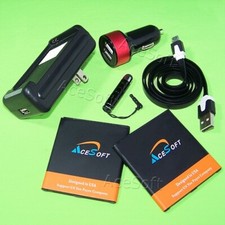 Long Life 2 x 4600mAh Battery Car Charger Cable F Samsung Galaxy J2 Shine J260A