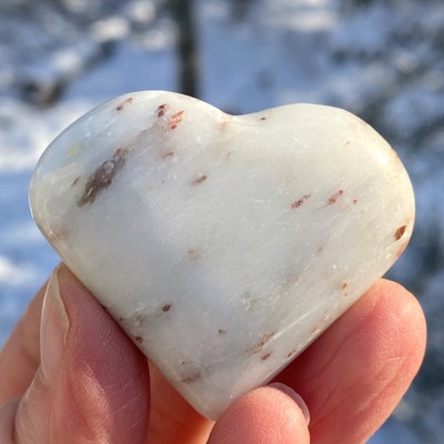Cinnabar in Quartz  Heart  Small Palm Stone  Abundance Protection 29834E