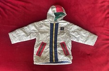 Gymboree Vintage Boy's Long Sleeve Full Zip Hooded Silver Color Jacket Size: XL