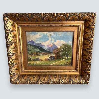 Vintage Franz Absmeier German Landscape Painting Signed Dated 1932 Gold Frame