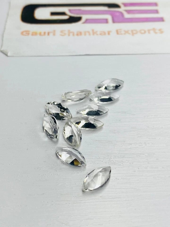 White Topaz Faceted Marquise Cut Loose Gemstone 4x2 MM to 6x3 MM Natural DG - Image 4 of 4