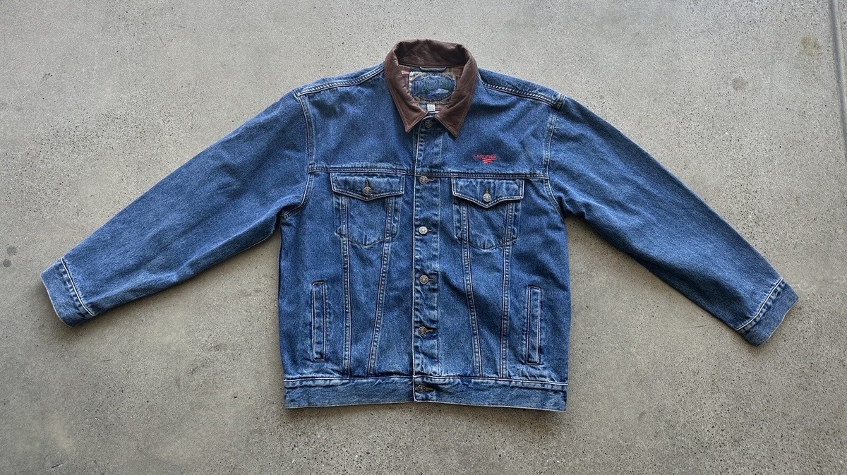 Vintage Dunbrooke Upstream Rough Rider Leather Collar Blue Denim 