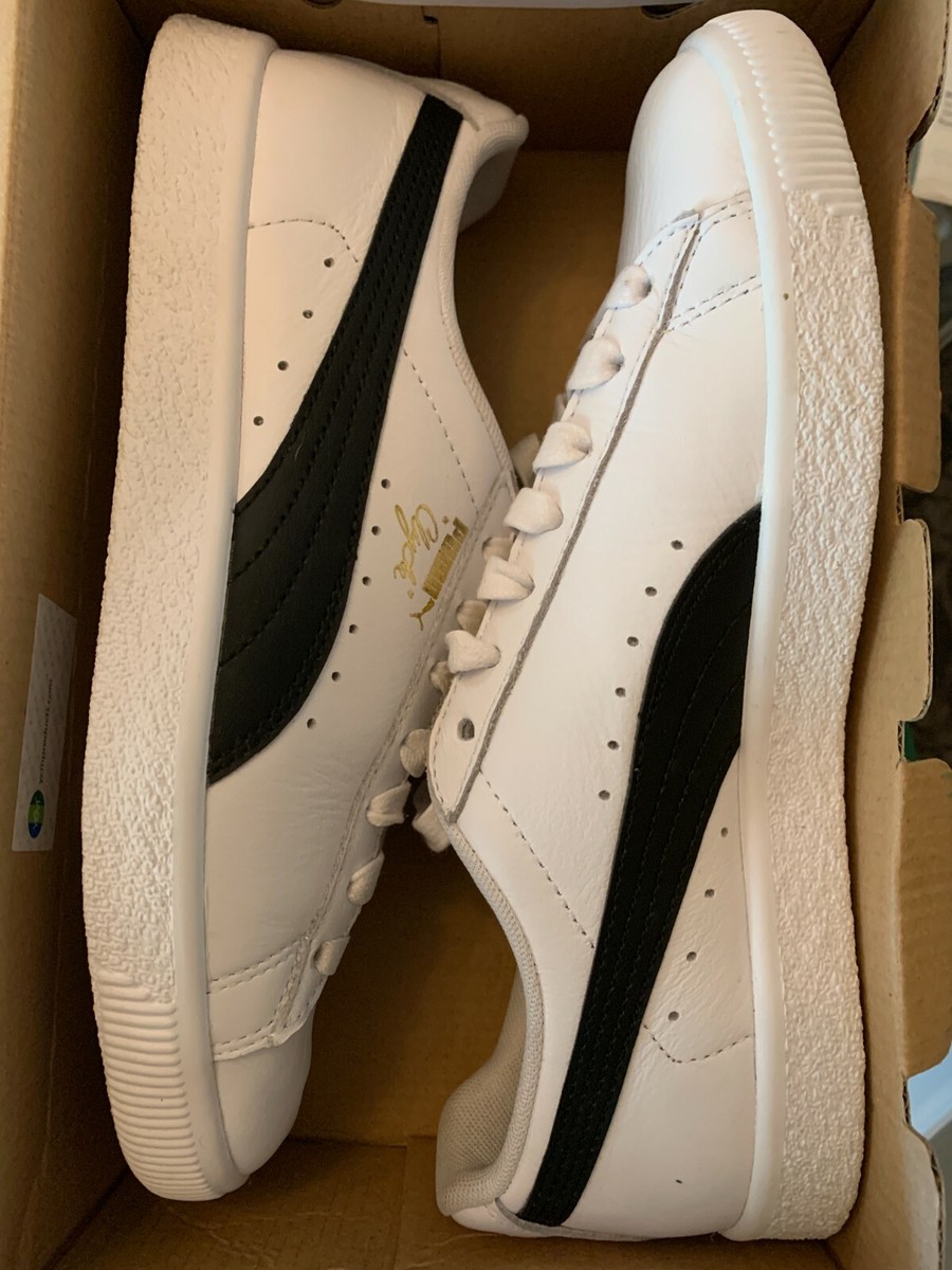 PUMA CLYDE CORE FOIL WHITE BLACK GOLD BIG KIDS SIZE YOUTH