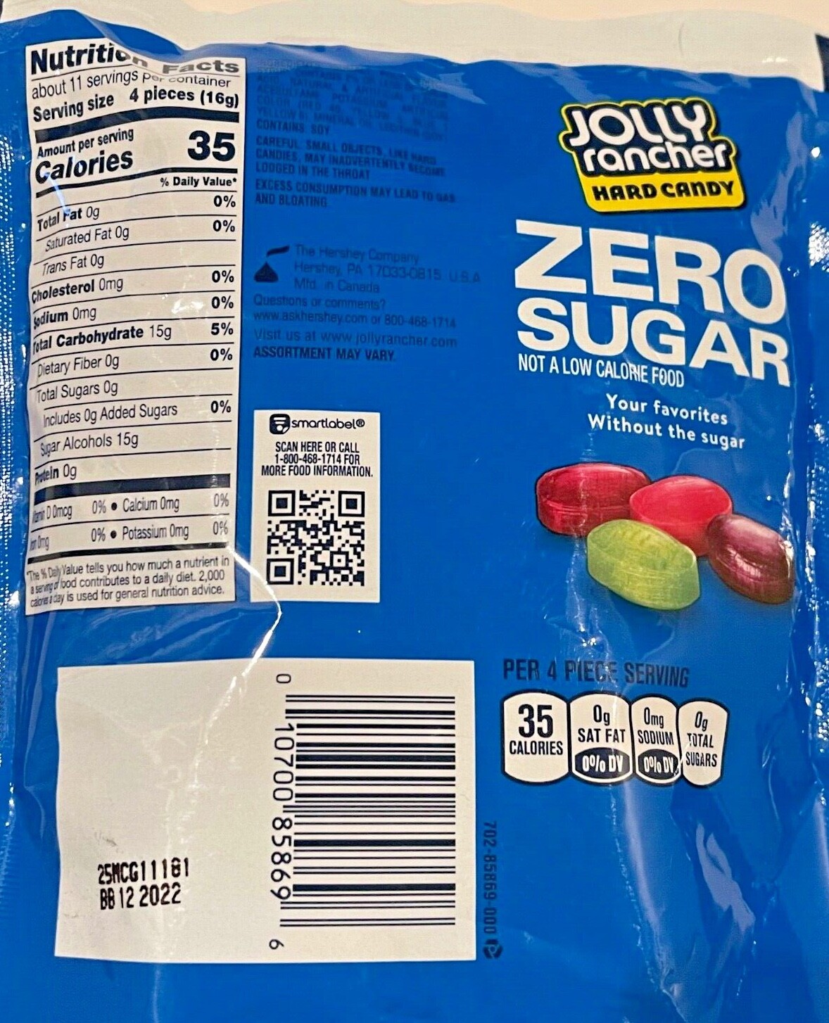 JOLLY RANCHER ZERO SUGAR Hard Candy Assorted Flavors BULK HALF POUND Free Ship