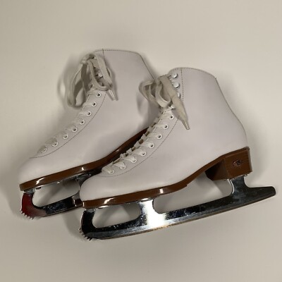 Riedell Ice Skates Women’s Size White 110W Opal Lace Up Figure Skates  18339