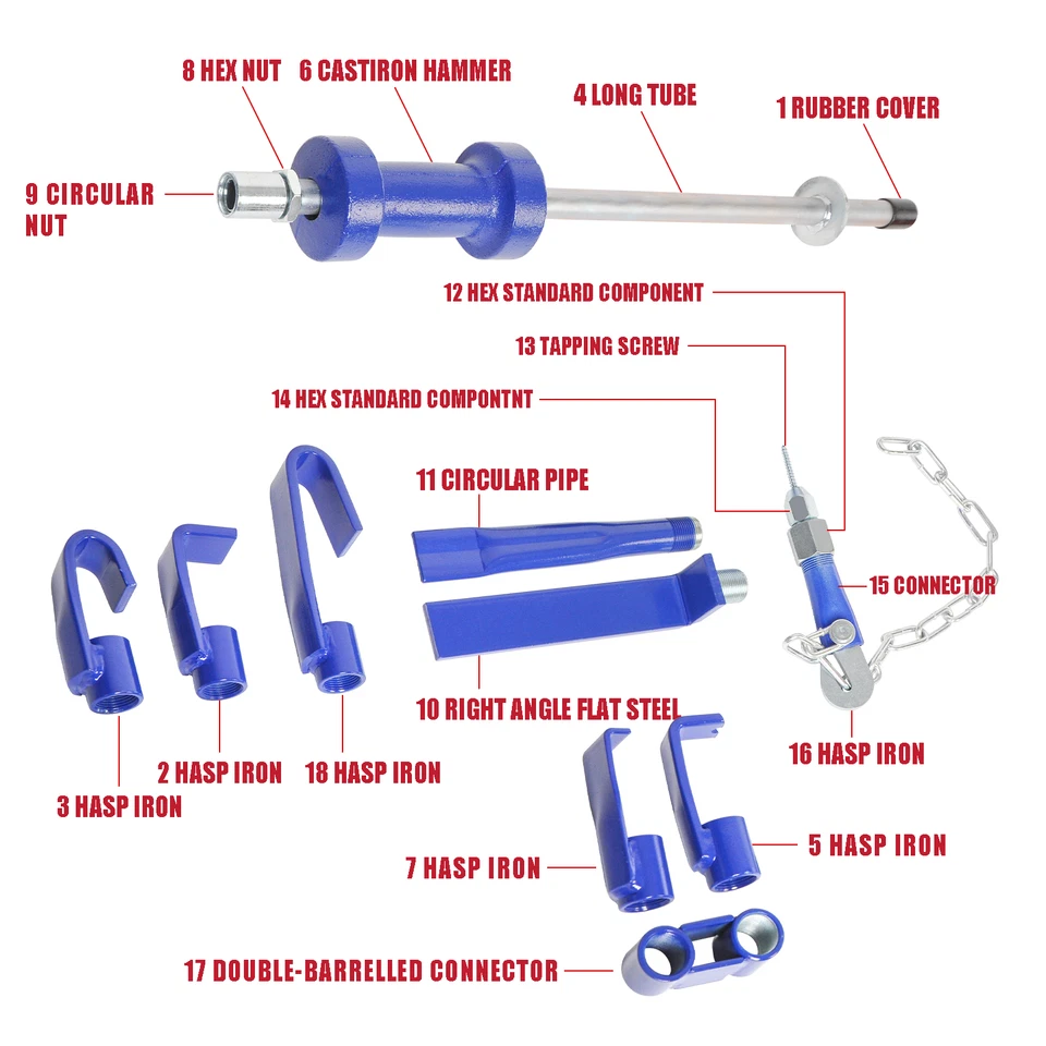 13LBS Slide Hammer Dent Pluller 18PCS Auto Body Dent Repair Bearing Axel Remover - image 3 of 4