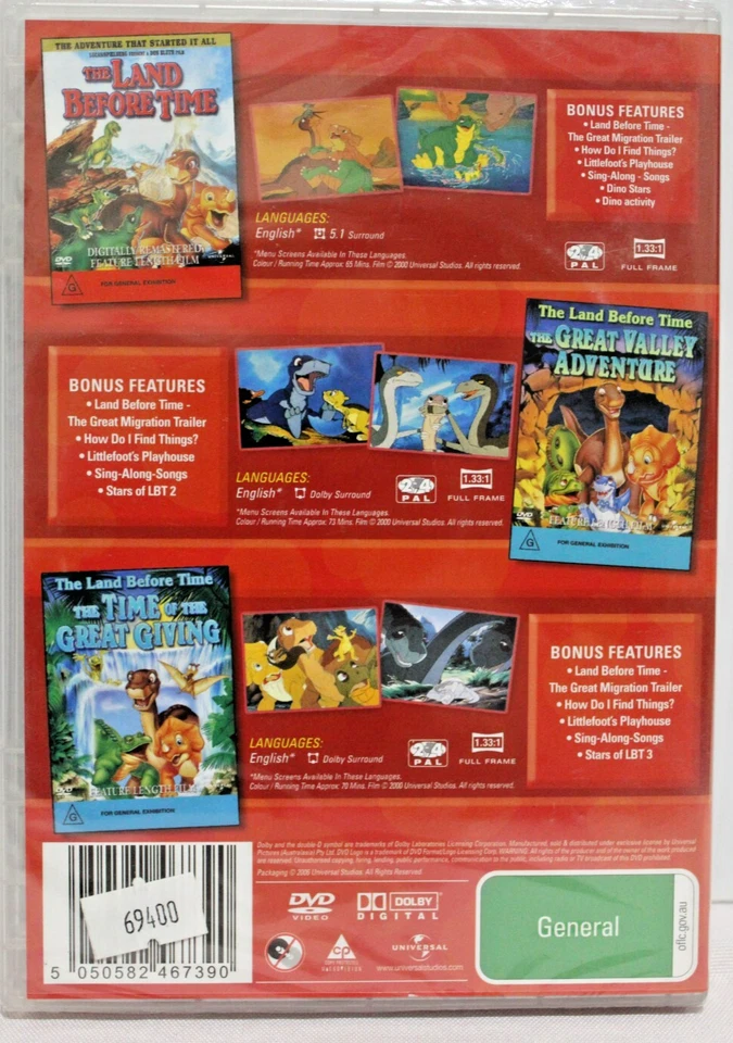 NEW The Land Before Time 1 2 3 Great Valley Adventure Giving DVD Dinosaur R2 R4 - Image 3 of 4