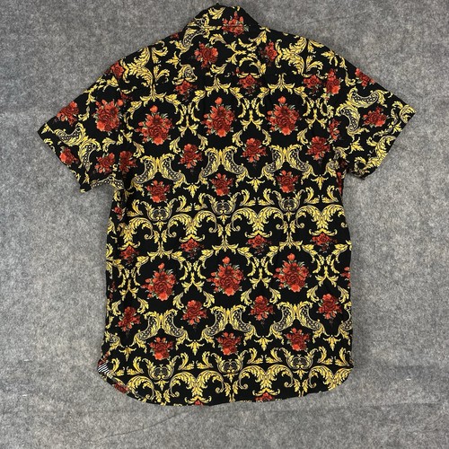 Denim and flower Shirt ricky Singh Black Floral Design Unique Quality Small - 第 2/10 張圖片