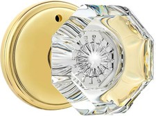 Privacy Crystal Glass Door Knobs Interior with Lock, Modern Octagon Door Knobs f