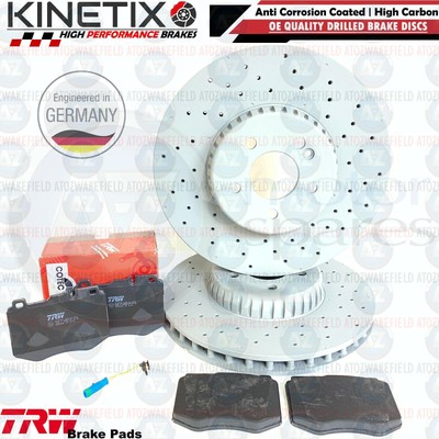 FOR MERCEDES E CLASS AMG SPORT FRONT DRILLED BRAKE DISCS TRW PADS WIRE 342mm