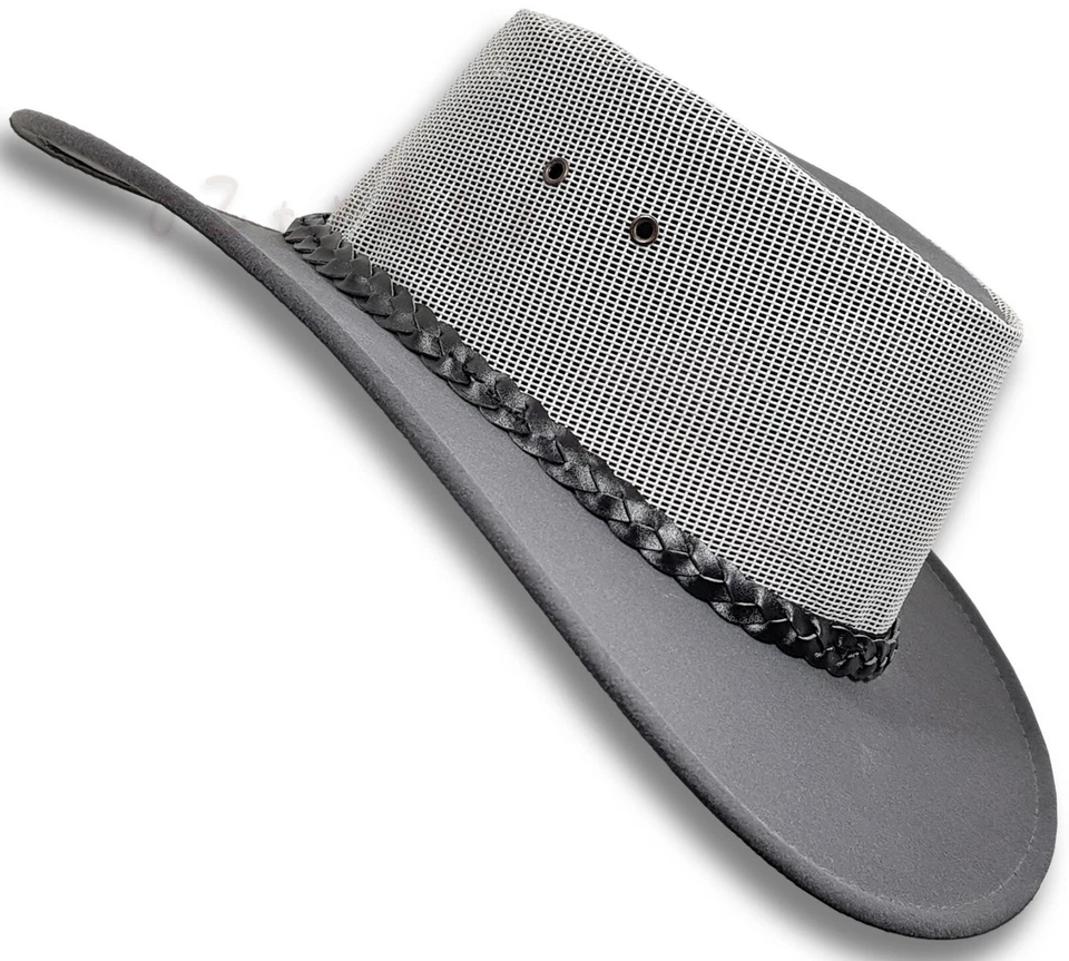 【oZtrALa】 Jacaru HAT Pu-Suede Leather Men's Cowboy Fishing Fedora OUTBACK Aussie - Image 4 of 4