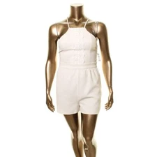 19 COOPER NEW Women's Cream Lace Trim Crepe Romper M TEDO