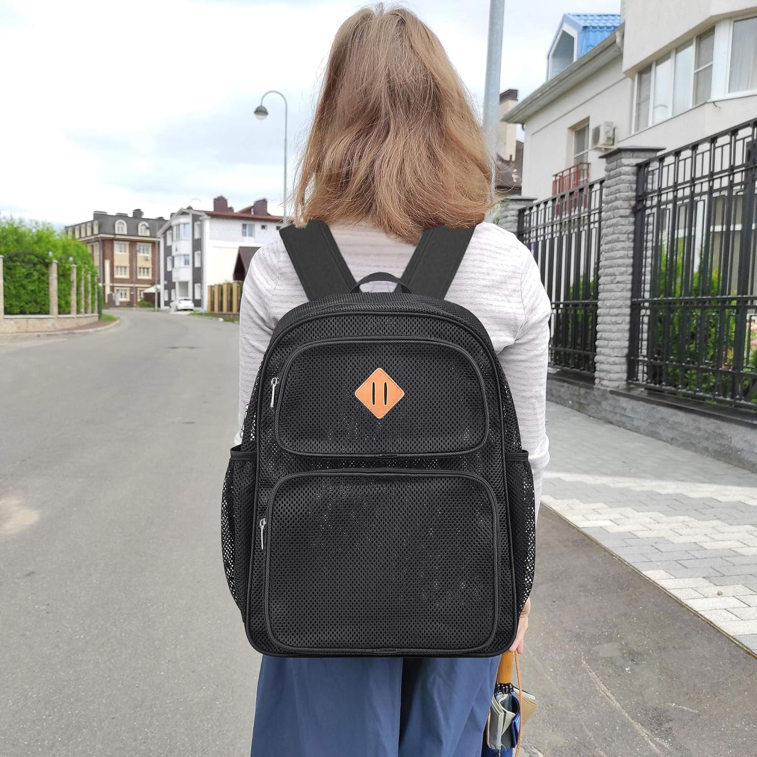 Mesh Backpack Heavy Duty See through Mesh Bookbag for Adults Boys Girls 27L 