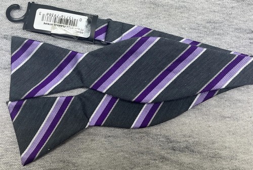 NEW NWT Countess Mara Adjustable Silk Blend Bow Tie Bowtie Designer Sea Gray - Picture 4 of 6