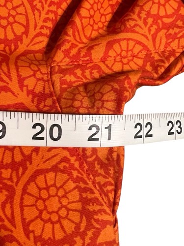 Marimekko Orange Floral Cotton Blend Dress Size 40 3/4 sleeves - Picture 7 of 11