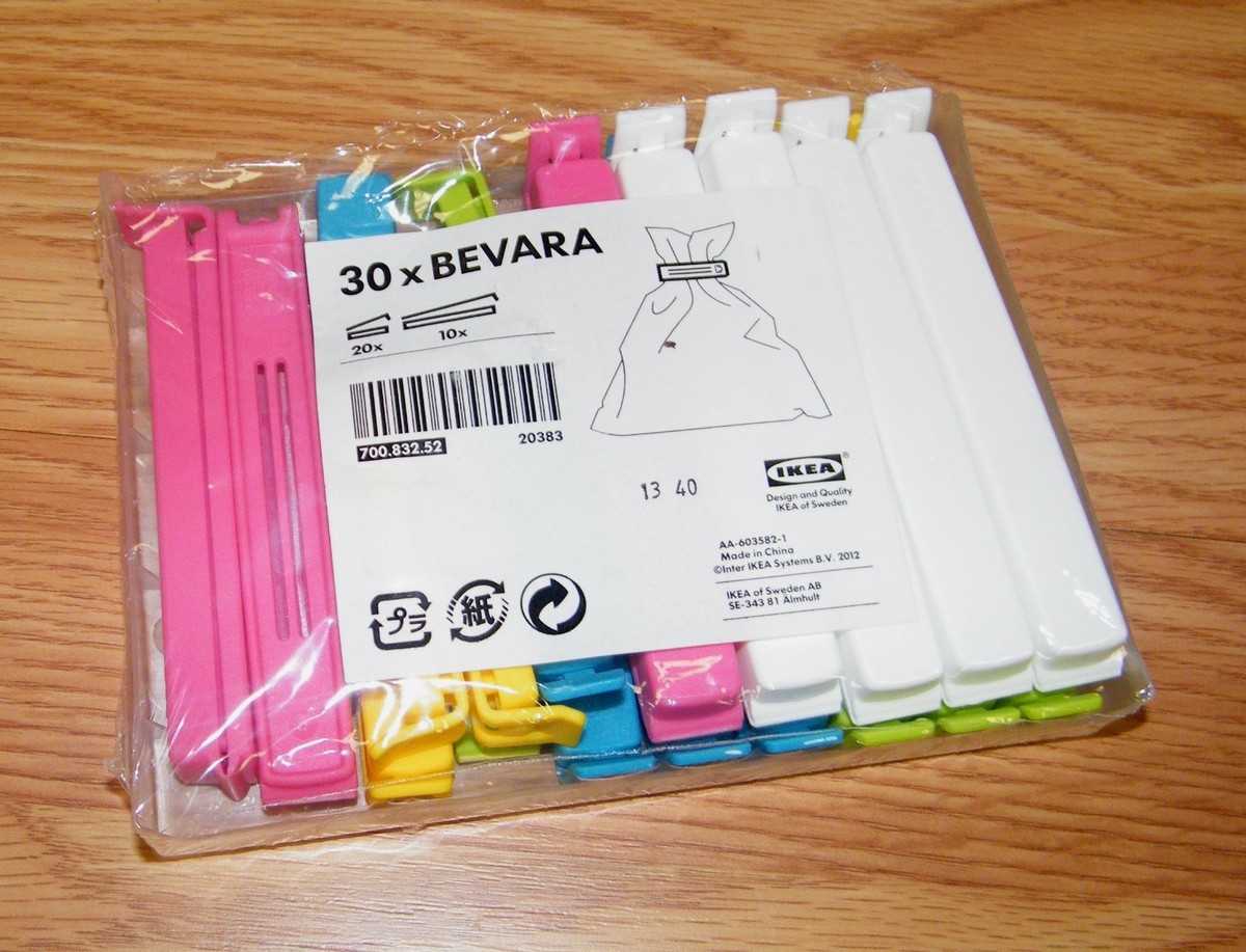 Ikea Pack of 25 Multi-Color Bevara Food Storage Bag Sealing Clips **READ**