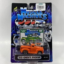 NIB 2001 1953 CHEVY PICK UP MUSCLE MACHINES FUNLINE REPLICA 1/64 ORANGE 01-31