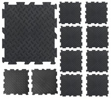 10x Interlocking Alpha Tiles Recycled Rubber Van Garage Shed Utility Floor Tiles
