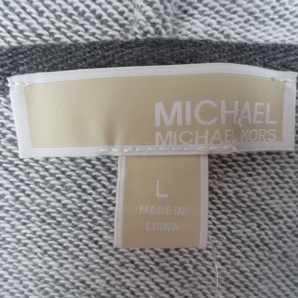 NWT Michael Kors Hoodie Womens Large Gray Long Sleeve V Neck Logo Pullover - Image 2 of 4
