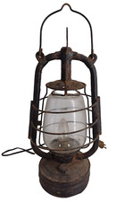 Ancienne Lampe Tempête Métal Et Verre déco Far-West Pétrole Mineur, Cowboy, 1900